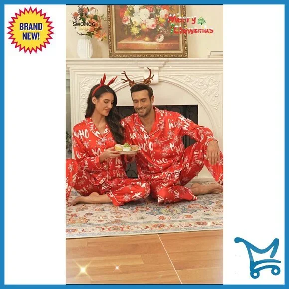 Satin Couples Pajama Set Long Sleeve Button Down Sleepwear with Pockets